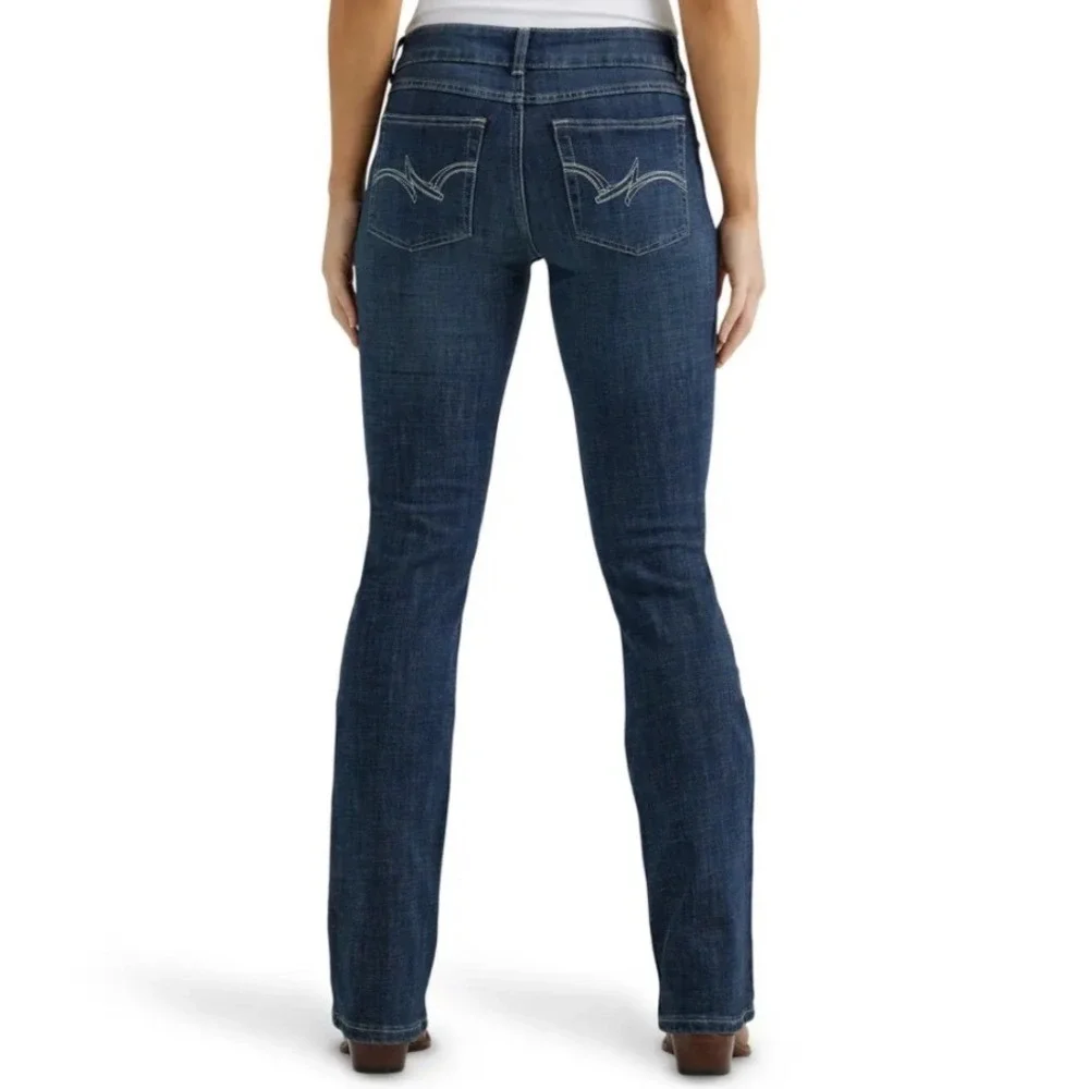 Wrangler Mae Boot Cut Jeans 7x30 Dark Wash Mid Rise Western Denim Western Rodeo